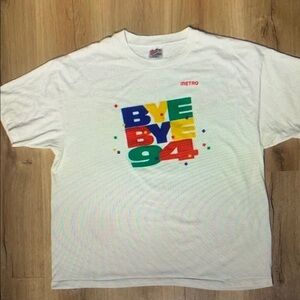 Vintage White Short Sleeve Tee with Colorful Graphic